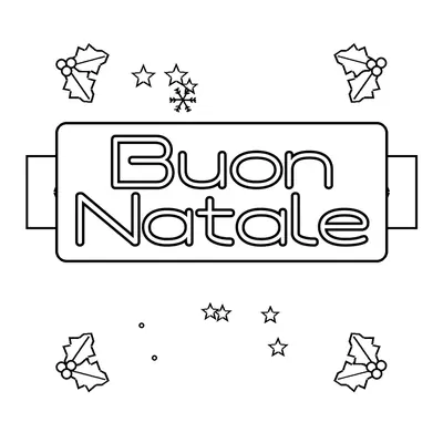 «Buon Natale» su uno striscione, con rametti di agrifoglio e bacche agli angoli