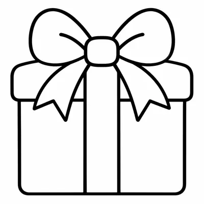 Große Geschenkschachtel mit Band und Schleife, einfaches Ausmalbild für Vorschulkinder